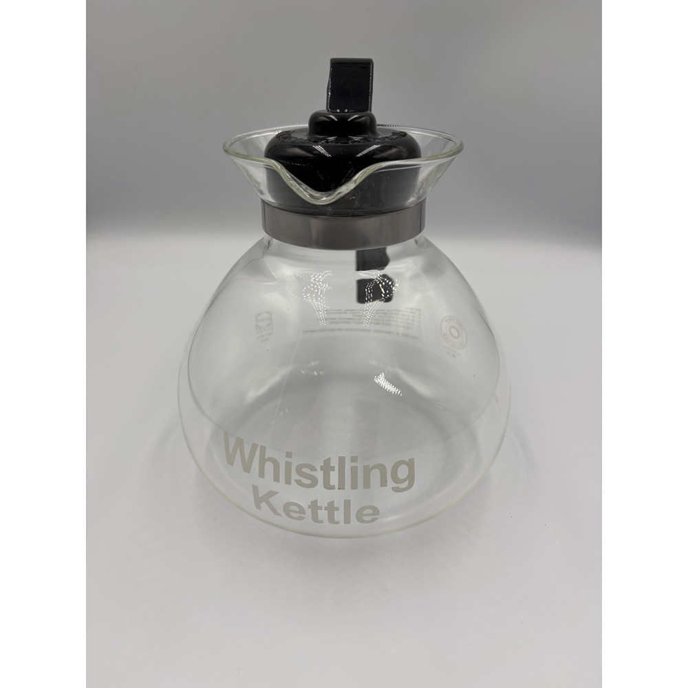 Medelco Glass Boil Gas Water Stovetop Whistling Kettle Coffee Tea 12 cup